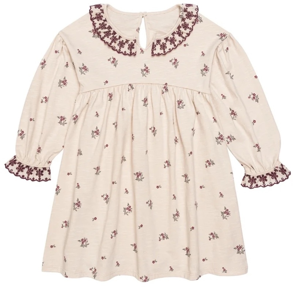 Modern moments Floral Cream Dress with Burgundy Accents